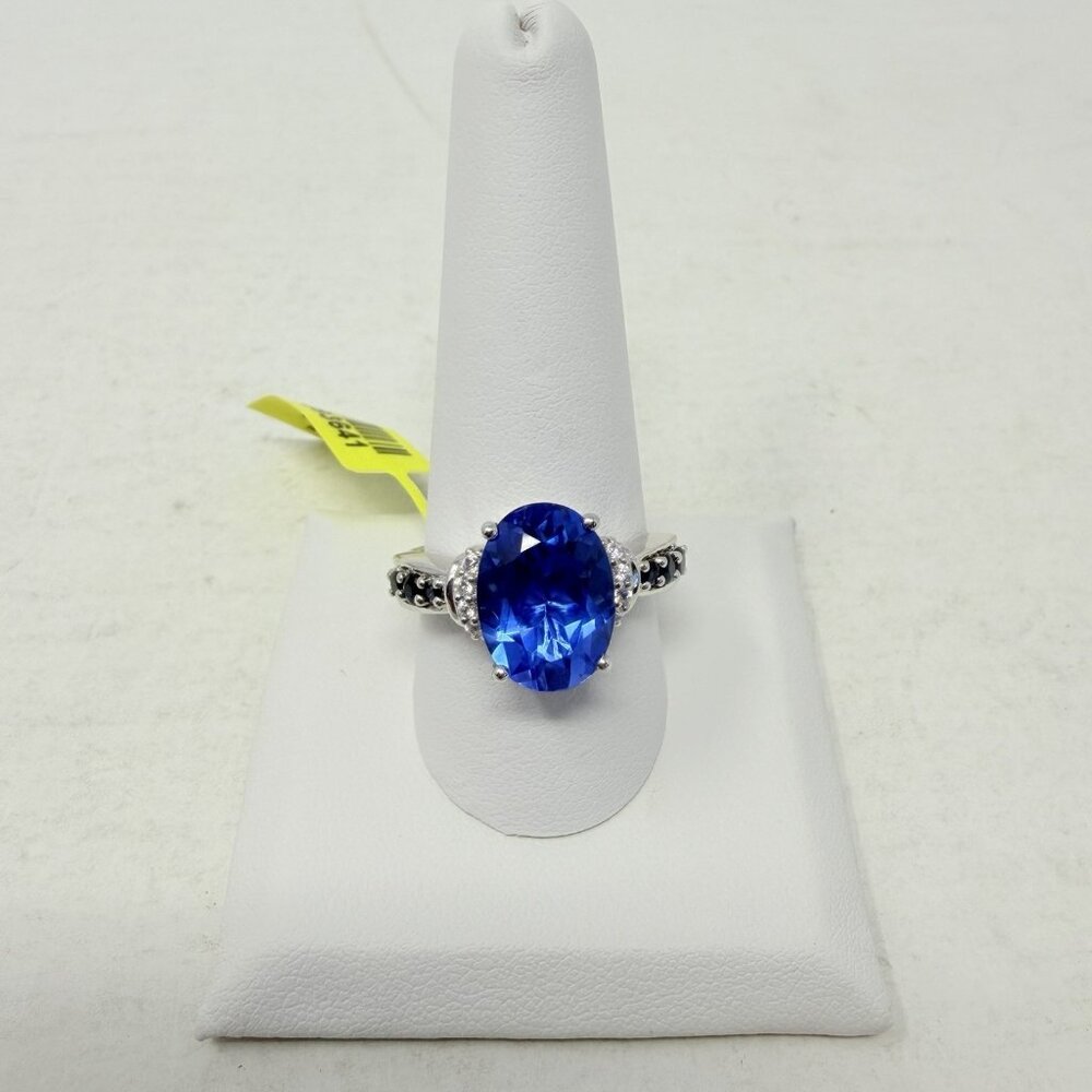 Shop LC Cornflower Blue Quartz Size 10 Ring Platinum Over Sterling Silver 5373